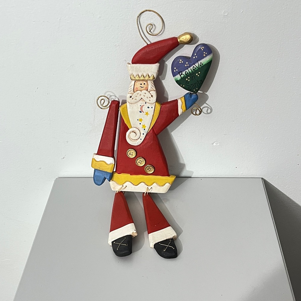 Unbranded Santa Claus Wall Hanging Home Decor OS Red Folk Art Believe In Santa